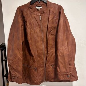 CJ Banks Rich Brown Leather Jacket